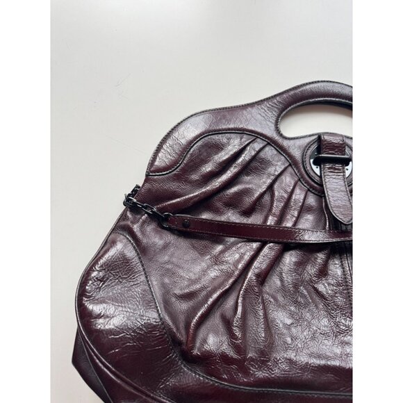 ALEXANDER MCQUEEN Oxblood Maroon Patent Leather Shoulder Bag Purse - Picture 4 of 16